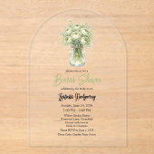 Sage Green Ranunculus Mason Jar Bridal Shower Acryleinladungen (Vorderseite)