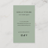 Sage Green Real Estate Agent Minimal Modern Visitenkarte (Rückseite)