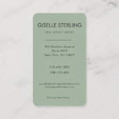 Sage Green Real Estate Agent Photo  Visitenkarte (Rückseite)