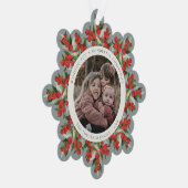 Sage Green Red Berries+Greenery Christmas Paper Ornament Karte (Rechts)