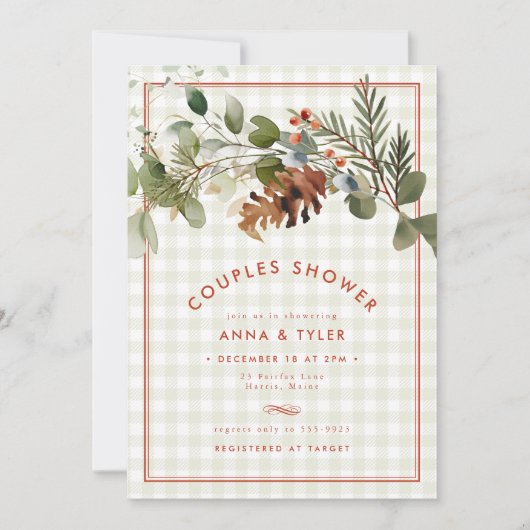 Sage Green Red Christmas Coups Brautparty (Vorderseite)