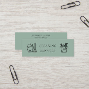Sage Green Reinigungsdienstleistungsunternehmen Mini Visitenkarte