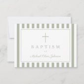Sage Green Religious Cross Boy Baptism RSVP Karte (Rückseite)
