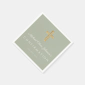 Sage Green Religious Cross Boy Bestätigung Serviette (Ecke)