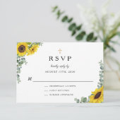 Sage Green Religious Cross Sunflower Wedding RSVP Karte (Stehend Vorderseite)