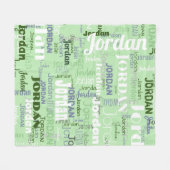 Sage Green Repeating Name Pattern Modern Fleecedecke (Vorderseite (Horizontal))