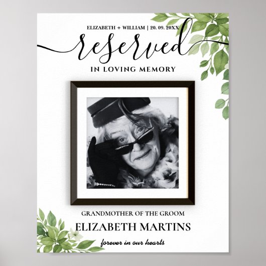 Sage Green Reserved Seat Wedding Sign gestorben Poster (Vorne)