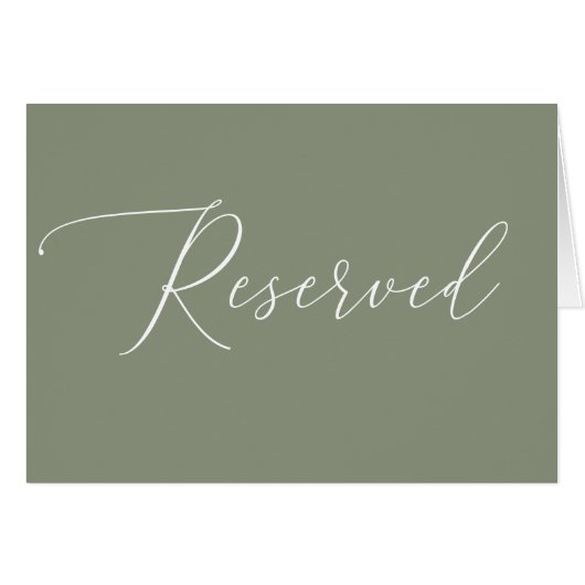 Sage Green Reserved Wedding Sign | Elegant Script (Vorderseite (Horizontal))