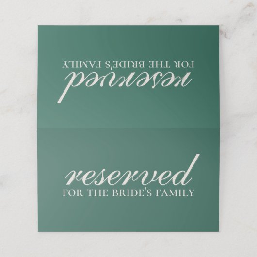 Sage Green reserviert Hochzeitsfeier Vorsitz Platzkarte (Außenseite Aufgefaltet)