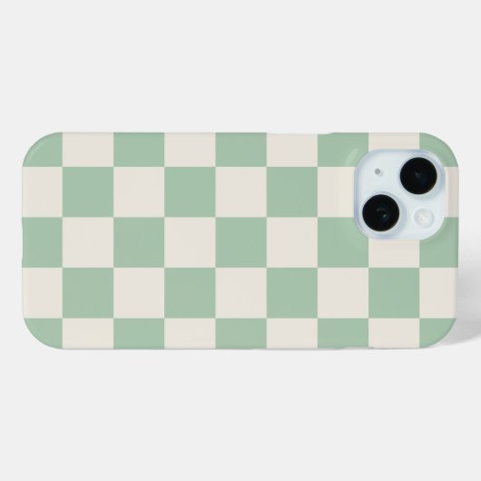 Sage Green Retro Karo Case-Mate iPhone Hülle (Rückseite (Horizontal))