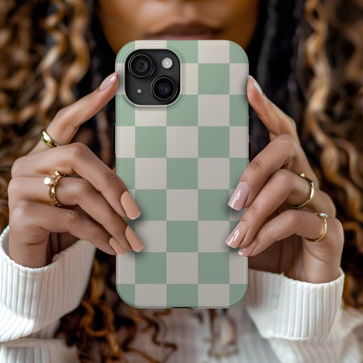 Sage Green Retro Karo Case-Mate iPhone Hülle