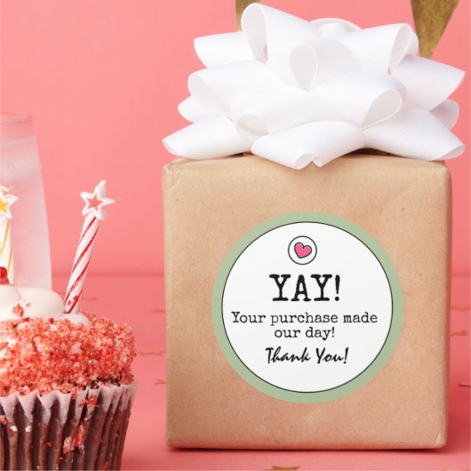 Sage Green Retro mit Herz Business Vielen Dank Runder Aufkleber (Party)