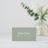 Sage Green | Retro-Skript mit QR-Code Visitenkarte (Stehend Vorderseite)