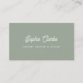 Sage Green | Retro-Skript mit QR-Code Visitenkarte (Vorderseite)