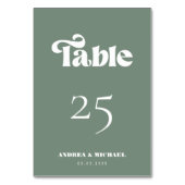 Sage Green Retro Typografie Simple Modern Wedding Tischnummer (Vorderseite)