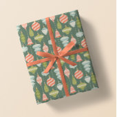 Sage Green Retro Weihnachtsbaum Ornamente Geschenkpapier