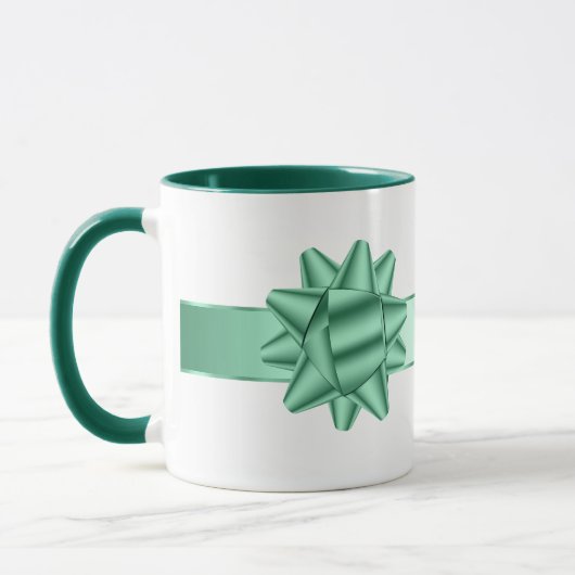 Sage Green Ribbon Bow Weihnachten Tasse (Links)