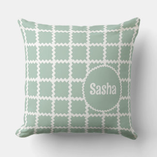 Sage Green Ric Rac Design für Mädchen mit Namen Kissen