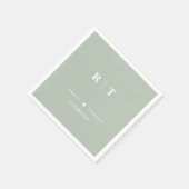Sage Green Roman Numerals Minimalistisch Monogram Serviette (Ecke)