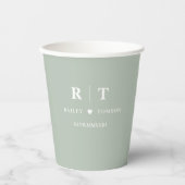 Sage Green Roman Numerals Monogram Wedding Pappbecher (Vorderseite)