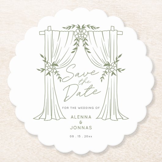 Sage Green Romance Hochzeitseinladung Untersetzer (Vorderseite)