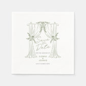 Sage Green Romance - Hochzeitstermin Serviette (Vorderseite)