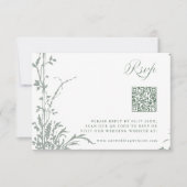 Sage Green Romantic Botanical Garden Wedding RSVP Karte (Vorderseite)