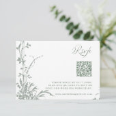 Sage Green Romantic Botanical Garden Wedding RSVP Karte (Stehend Vorderseite)