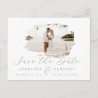 Sage Green Romantic Brushed Frame Save The Date