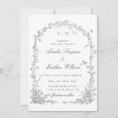 Sage Green Romantic Floral Arch Garden Wedding Einladung (Vorderseite)