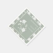 Sage Green Rose Brautparty Napkins Serviette (Ecke)