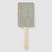 Sage Green Rose Gold Glitzer Edge Wedelprogramm Fächer (Rückseite)