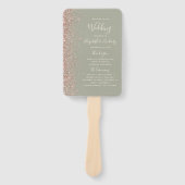 Sage Green Rose Gold Glitzer Edge Wedelprogramm Fächer (Vorderseite)