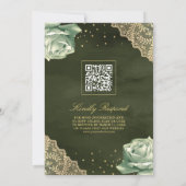 Sage Green Rose Gold Lace QR Code Muslime Hochzeit Einladung (Rückseite)