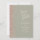 Sage Green Rose Gold Save the Date Ankündigung (Vorderseite)