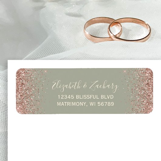 Sage Green Rose Gold Wedding Rücksendeadresse