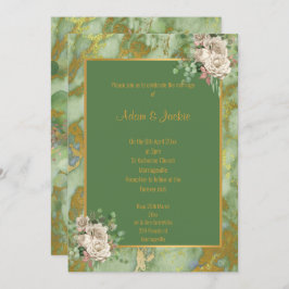 SAGE GREEN ROSE MARBLE WEDD 2 EINLADUNG