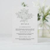Sage Green Rose Wedding Details Card Begleitkarte (Stehend Vorderseite)