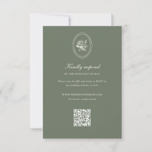 Sage Green Rose Wedding Details RSVP Karte (Vorderseite)