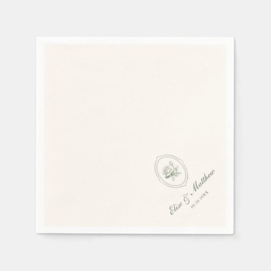 Sage Green Rose Wedding  Serviette (Vorderseite)