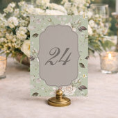 Sage Green Rose Wedding Table Numbers 20-29 Einladung