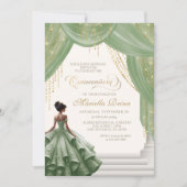 Sage Green Royal Messe Modern Quinceanera Einladung (Vorderseite)