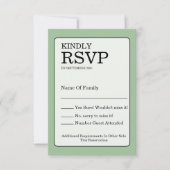 Sage Green RSVP Card Karte (Vorderseite)