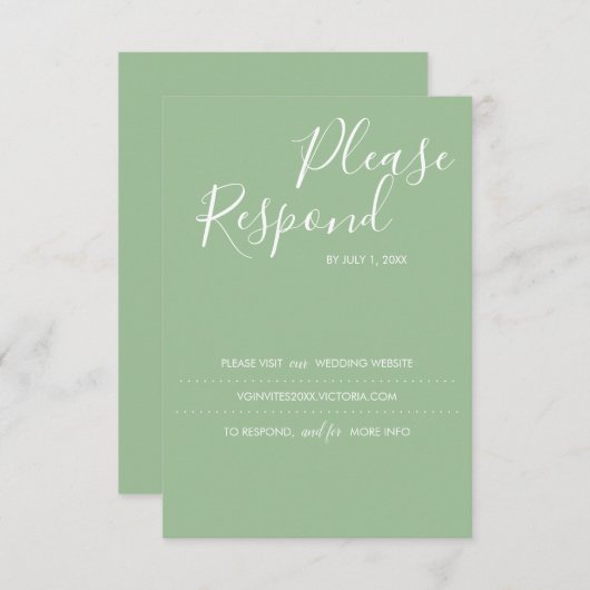 Sage Green RSVP Card, Wedding Website (Vorne/Hinten)