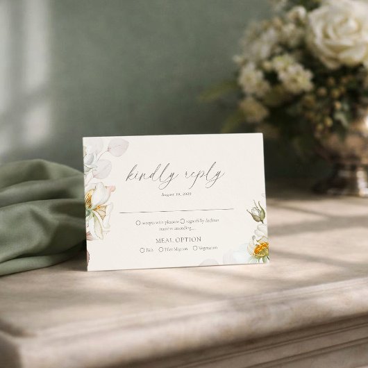 Sage Green RSVP Card with Meal Choice Begleitkarte
