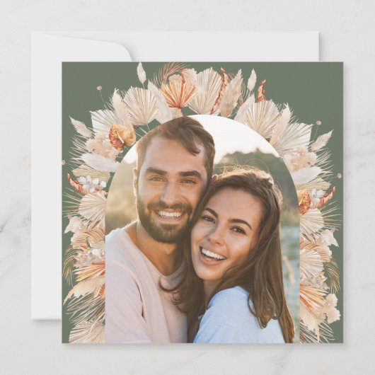 Sage Green Rust Bohemisch Dried Botanical stilvoll Einladung (Rückseite)