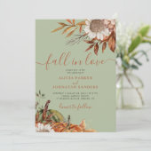 Sage green rust leaves boho floral fall wedding einladung (Stehend Vorderseite)
