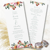 Sage Green Rust Yellow Orange Floral Wedding Programm