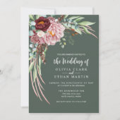 Sage Green Rustic Boho Aquarell Floral Einladung (Vorderseite)