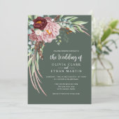 Sage Green Rustic Boho Aquarell Floral Einladung (Stehend Vorderseite)